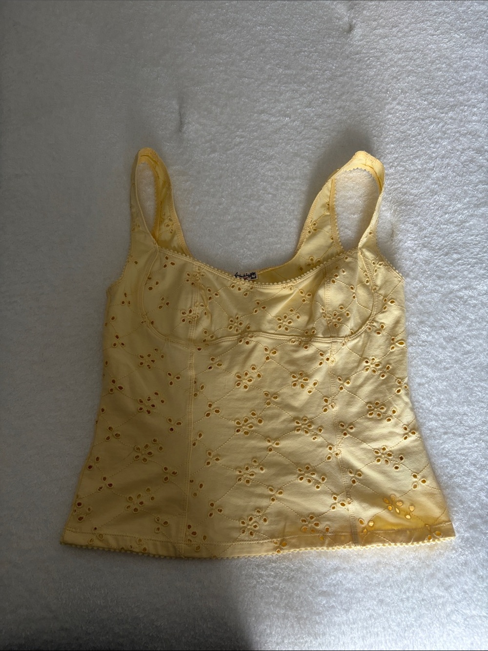 Free People Yellow Eyelet Camisole Top